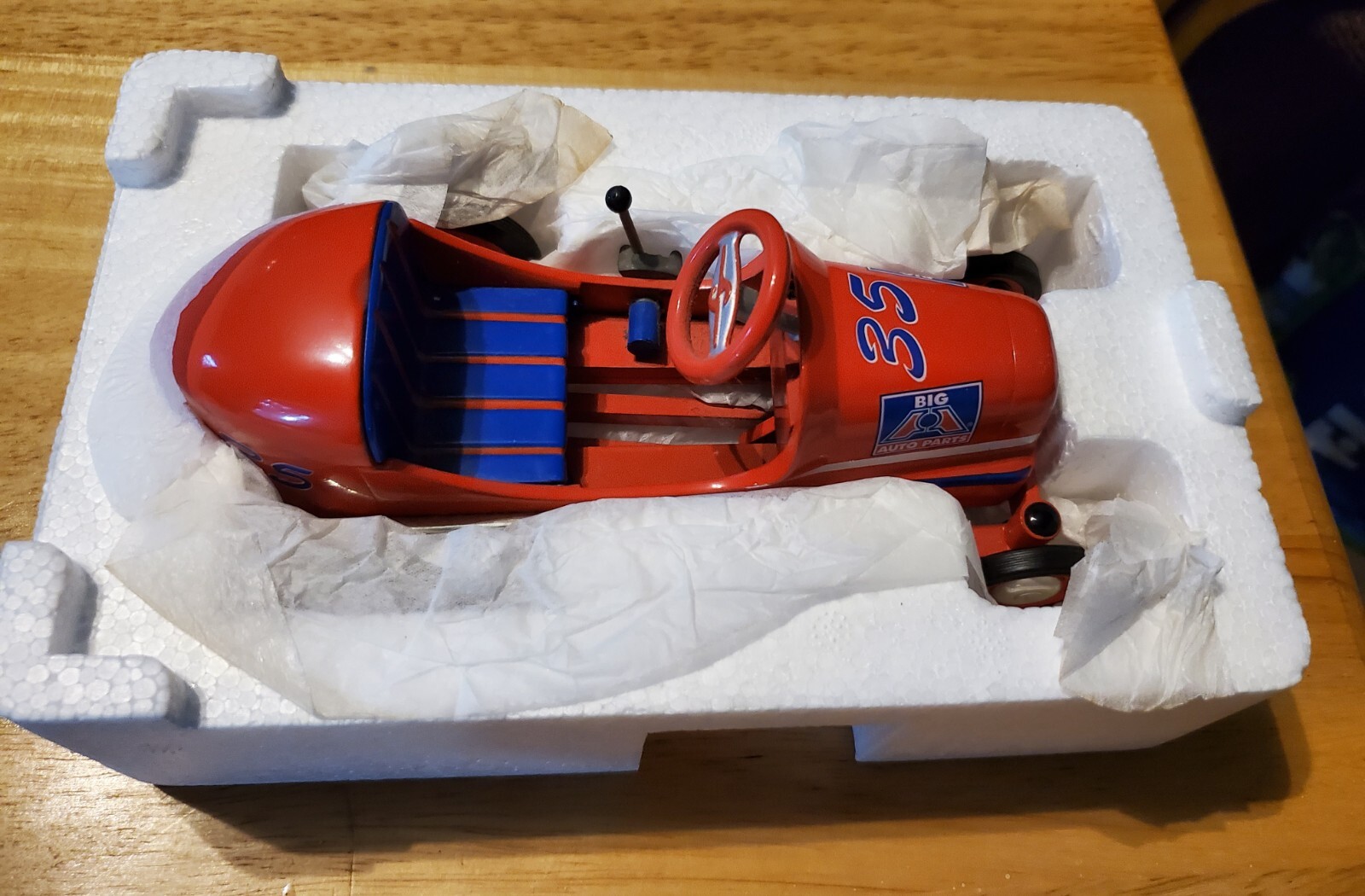 Crown Premiums 1/6 Scale Diecast Pedal Car Bank 1947 BMC Big A Auto Parts NEW