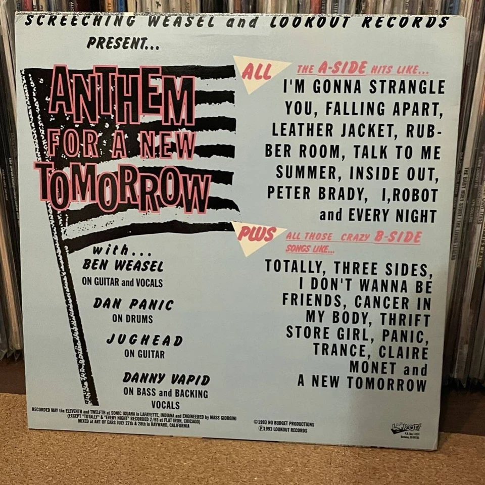 Screeching Weasel / Anthem For A New Tomorrow 12" BLACK Vinyl 1993 US ORG LP - Image 3 of 3