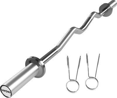 Olympic EZ Curl Barbell Bar, 48-Inch Curling Bar, Fits 2-Inch Weight Plates, Str