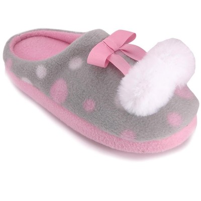 Girls Wonder Nation Scuff Slippers Microfleece PomPoms Size 11/12