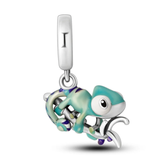 Charm AnhäNger FüR Armband ChamäLeon Farbwechselnd Silber Geschenkidee-image
