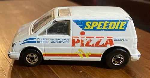 Vintage Hot Wheels Speedie Pizza Delivery Van 1985 White 1:64 Malaysia