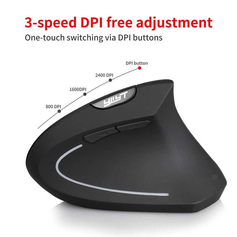 ABS 2.4G Optical Vertical Mouse Mice Ergonomic Mouse for Office Home Black - Image 3 of 4