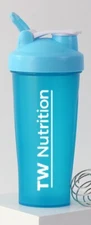 TW Nutrition 28 Oz Protein Shaker Bottle Shaker Cup Clear Blue BPA Free No Leak