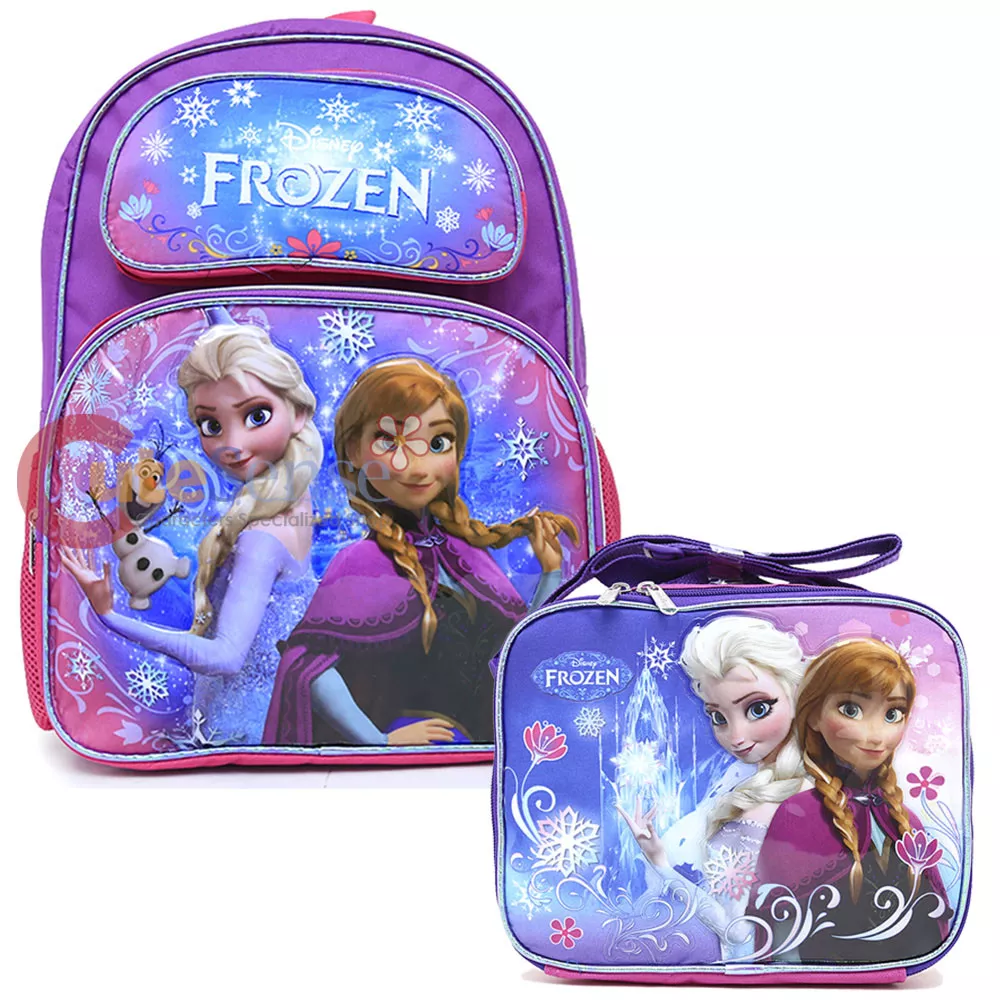 RALME Disney Frozen 2 Lunch Box with Princesses Elsa and Anna - Soft Insulated Lunch Bag for Girls, Purple