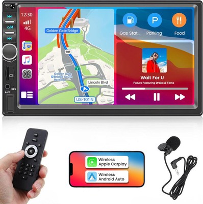7'' Double 2 Din Car Radio Fit Apple/Andriod CarPlay BT Touch Screen MP5 Stereo