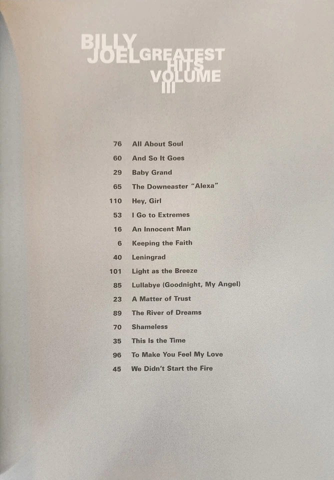 Billy Joel Greatest Hits Vol 3, Sheet Music Song Book Piano Vocal Guitar - Image 2 of 4