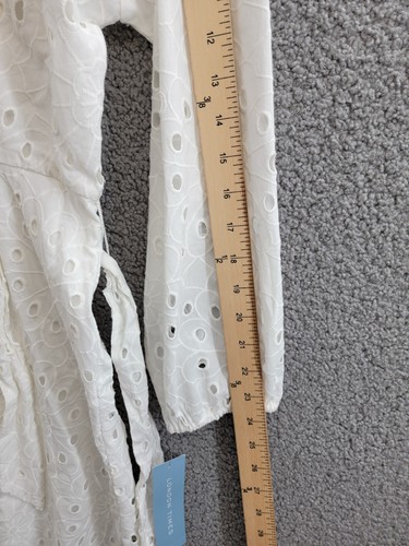 London Times Scoop Neck A-line Sash Tie Summer Dress Women's 10 White Back Zip - Picture 5 of 16