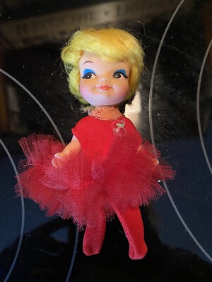 1969 REMCO FINGER DING ''BETTY BALLERINA'' PUPPET DOLL  Blonde Hair Red Outfit