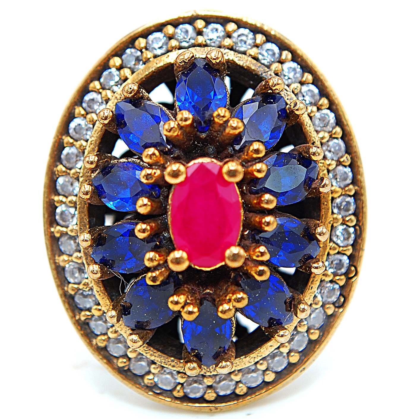 Sterling Silver 5CT Treated Ruby Ottoman Empire Style Ring Size 8 HB3-4  