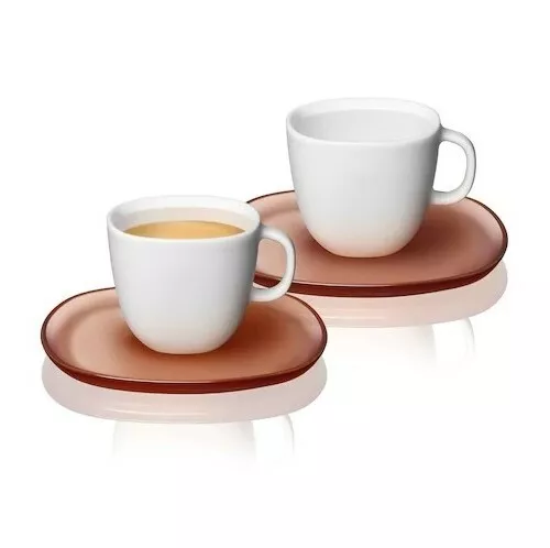 2x NEW Nespresso LUME ESPRESSO CUP & SAUCER 3 oz. Mug Glass Coffee