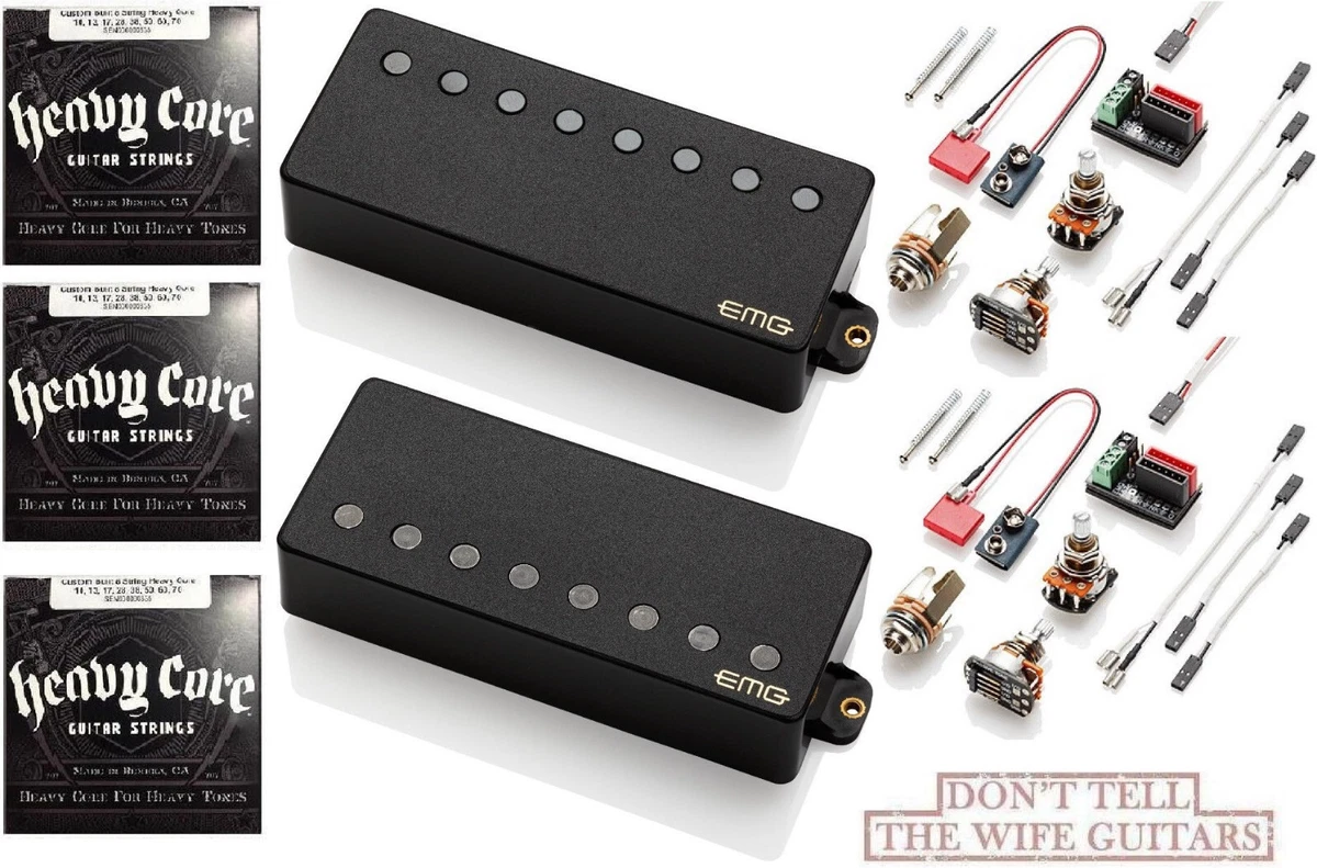 EMG 57 8H 66 8H BLACK 8 STRING HUMBUCKER ACTIVE PICKUP SET 3