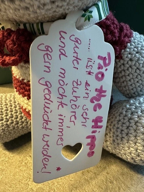 Amigurumi Gehäkelt Handarbeit Stofftier Kuscheltier Nilpferd Hippo - Bild 2 von 2