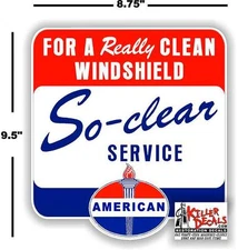 (AMERI-3) 9.5" AMERICAN WINSHIELD BOX VINYL DECAL STANDARD AMOCO GASOLINE OIL
