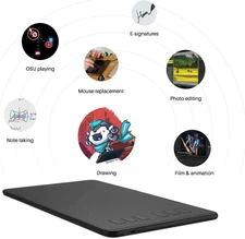 6x4 Drawing Tablet Digital Art 8192 Pen Pressure Battery-Free Stylus for PC Mac