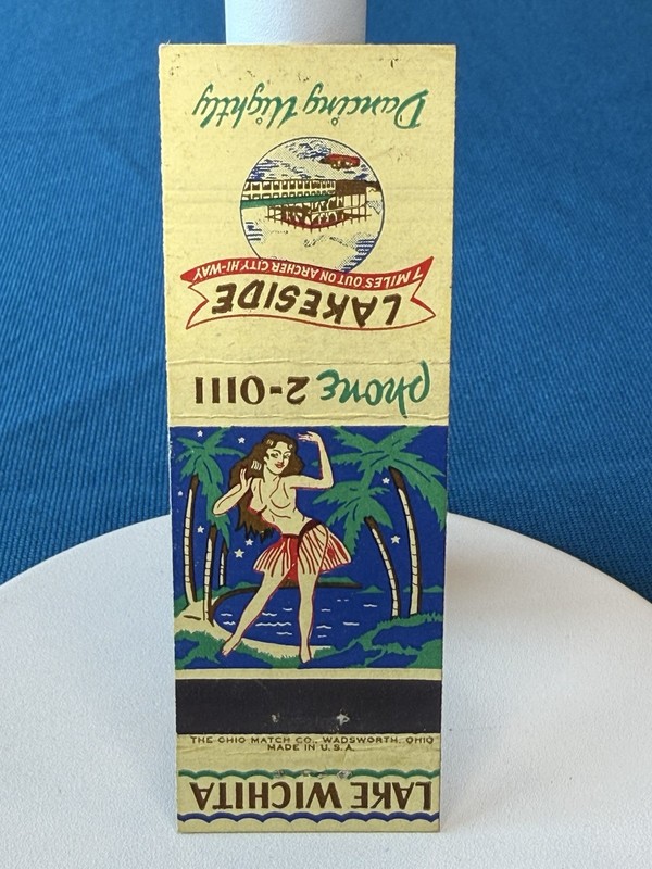 Lake Wichita Lakeside Dance Club VTG Matchbook Cover 1806