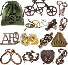 13 Pcs Metal Brain Teaser Puzzles 3D Puzzle for Adults Logic Puzzle Games Set Gi