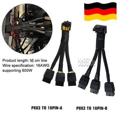 12VHPWR 16Pin(12+4) PCIE 5.0 to 3x8Pin Power Adapter kabel Für RTX4090 RTX4080