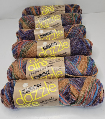 Vintage Caron Dazzle Aire Yarn Earthglow Lot Of 6 2652 4ply