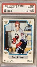Todd Bertuzzi 1991 7th Inning Sketch OHL Hockey #357 Rookie Card PSA 10 Rare