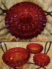 Fenton Amberina Hobnail Art Glass Nesting Ashtrays Trinket Dishes 3 pc Vintage