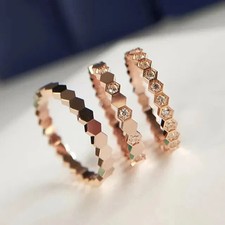 1.46 Ct Round Moissanite Women's Trio Ring 14K Rose Gold Plated Silver