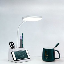 USB LED Desk Lamps with Pen Holder Night Light Bedside Reading Light For Home US