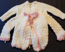 2 anciens cardigan bébé tricot fait main 0 - 3 mois mesures sur photos