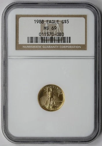 1988 Gold Eagle $5 Tenth-Ounce MS 69 NGC 1/10 oz.