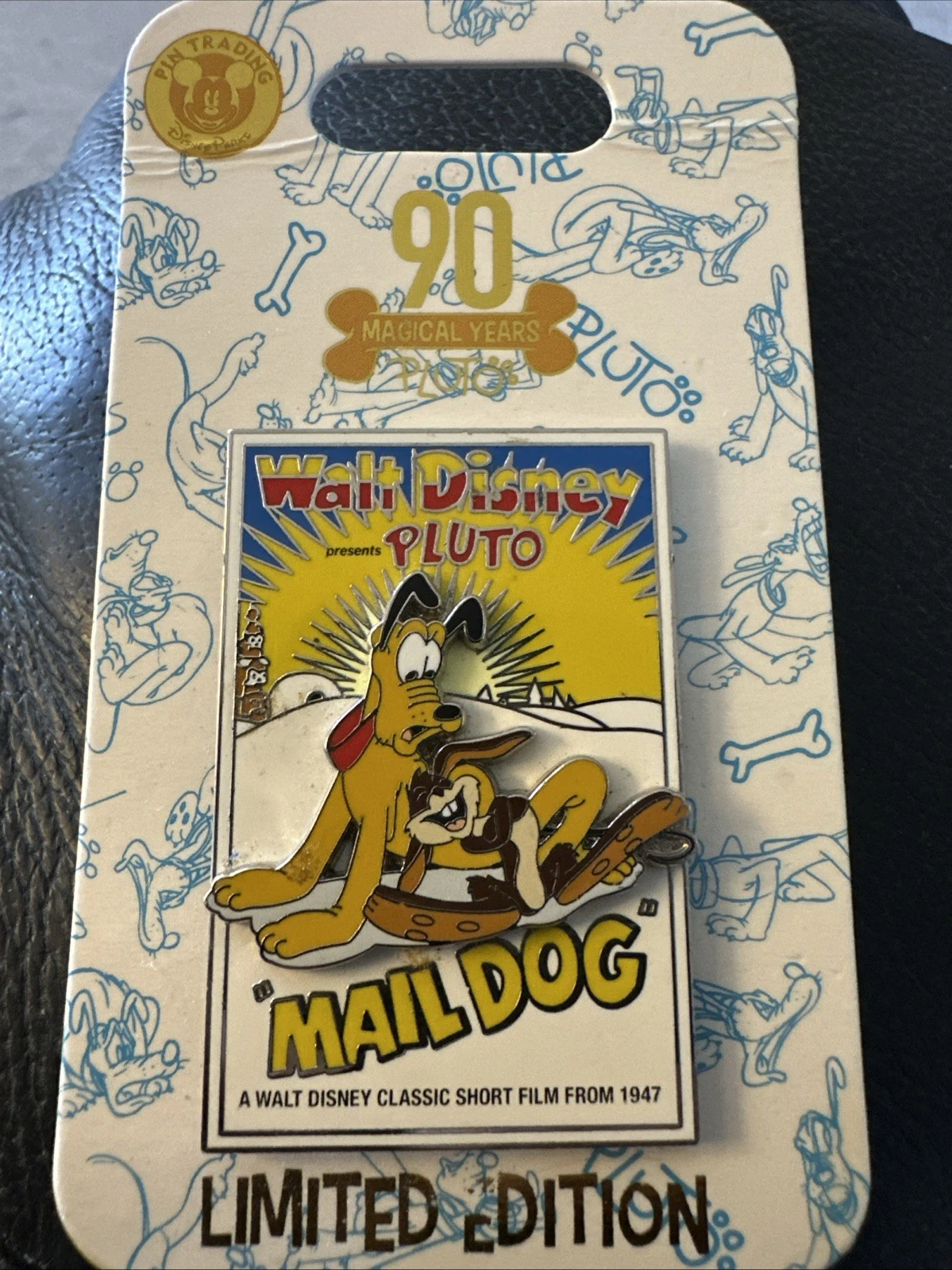 Walt Disney Parks Pluto MAIL DOG Pin 90 Magical Years Classic Short Film LE 3000