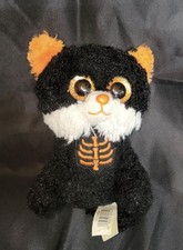 T-2125 Black Cat Halloween Plush Orange Glitter Eyes 6  