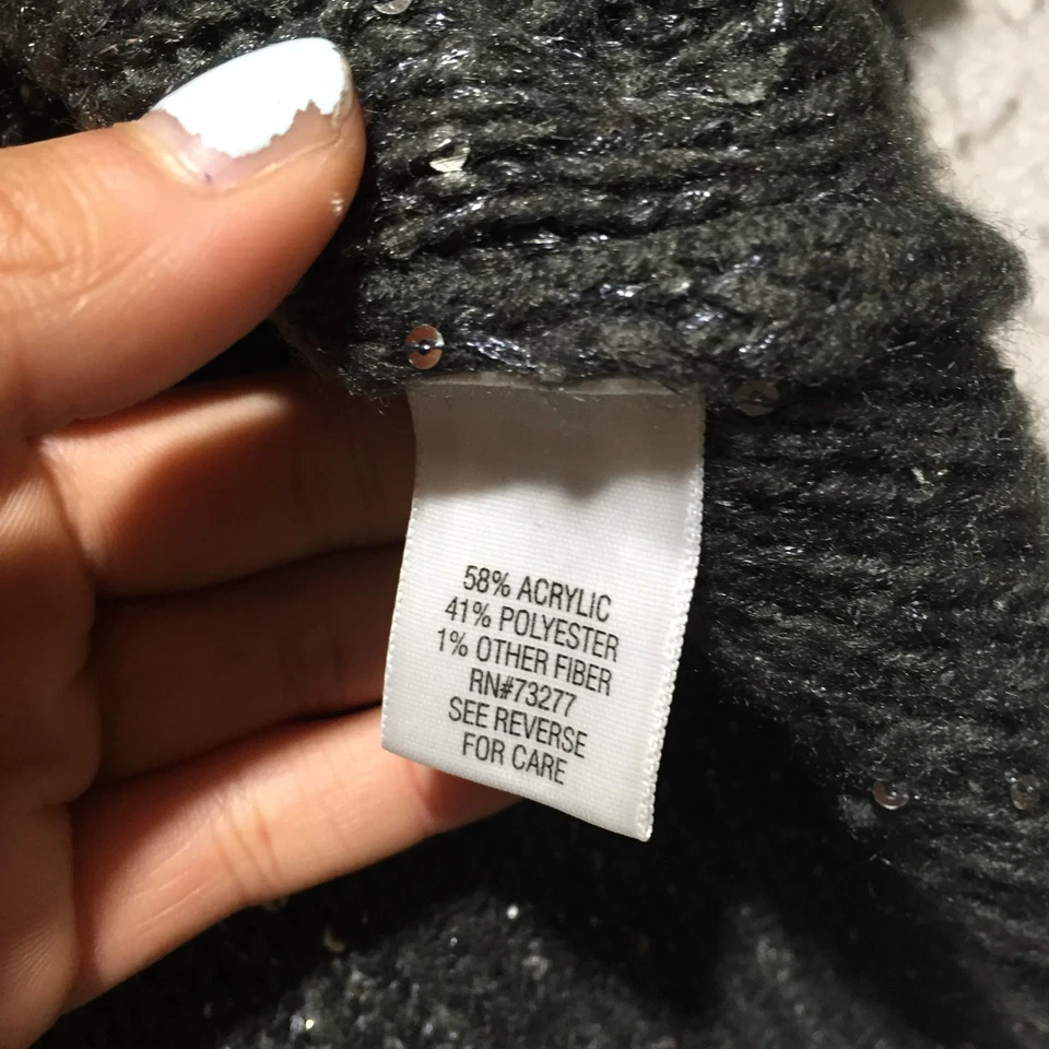 Apt. 9 Suéteres Mujer XL Verde Oscuro Lentejuelas Manga Larga Cuello en V Tejido Foto 4 de 4