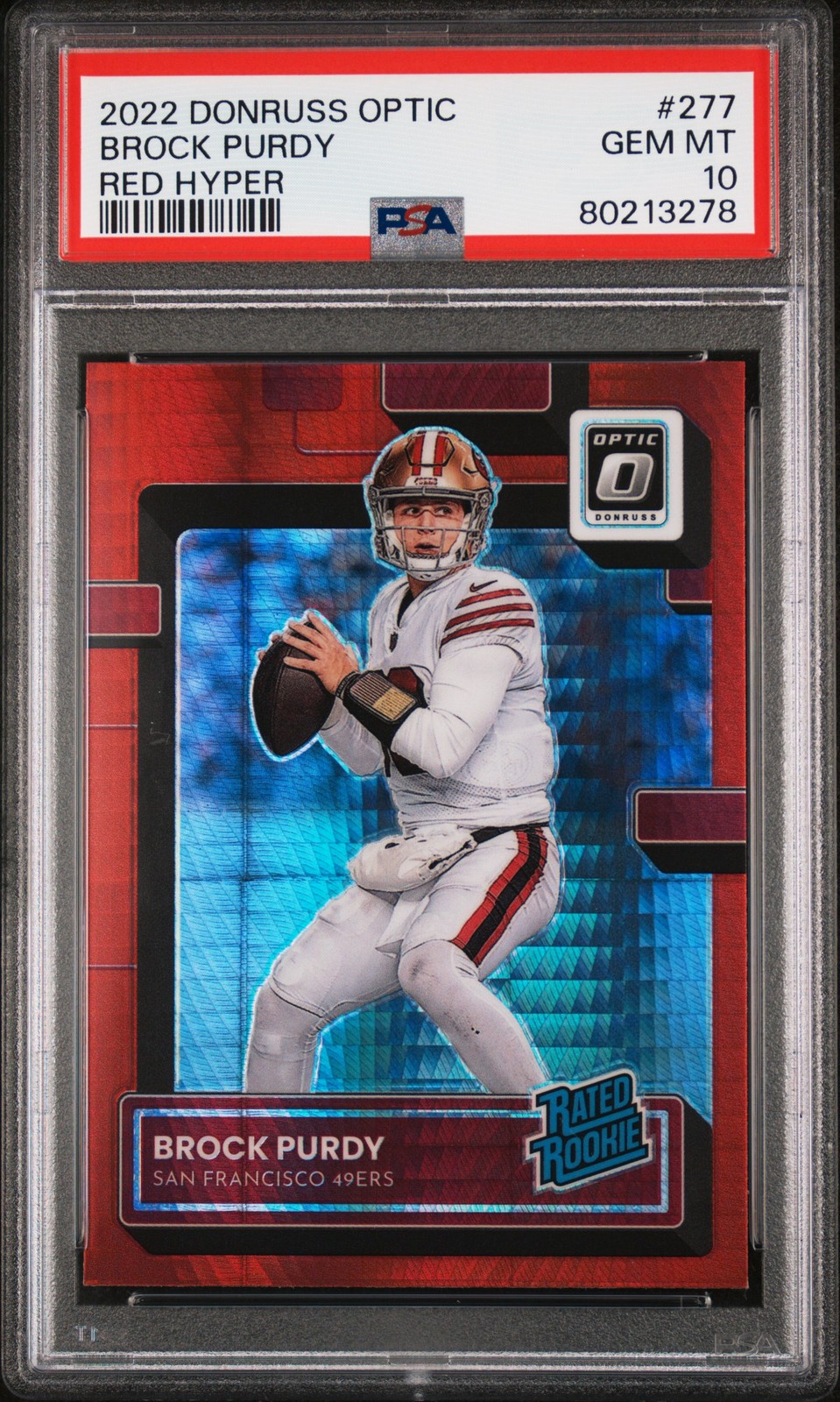2022 PANINI DONRUSS OPTIC RED HYPER #277 BROCK PURDY PSA 10