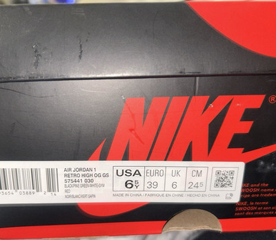 Nike Air Jordan 1 Retro High OG GS Black Pine Green White US 6.5Y 575441-030