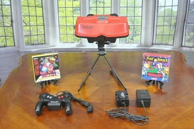 Nintendo Virtual Boy SOLDER FIXED Game System PANIC BOMBER Galactic Pinball
