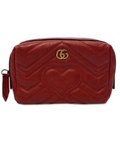 GUCCI GG Marmont borsa cosmetica trapuntata cuore in pelle rossa 476165