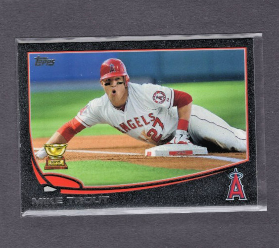 2013 TOPPS BLACK FOIL PARALLEL #27 MIKE TROUT SLIDING ROOKIE CUP SP FIRST #01/62