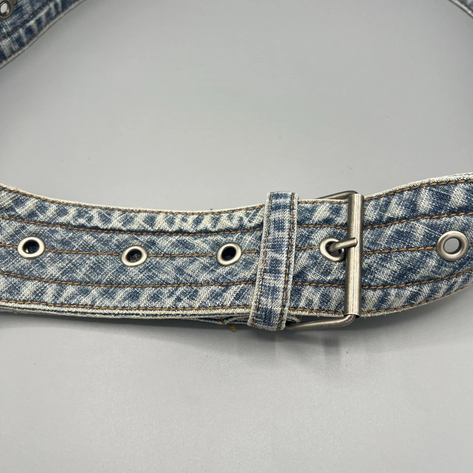 Vintage 1980s Acid Wash Denim Belt 20–40” Jean Waist Accessory Retro Style - Image 4 of 4