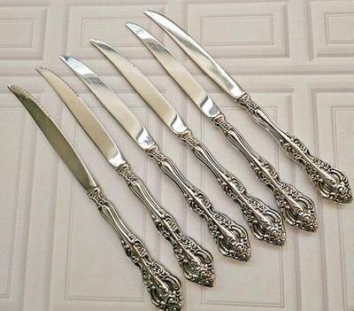 Lot of 6 Oneida Michelangelo Steak Knives Stainless