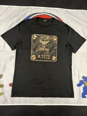 MCM Plaque Logo Graphic T-Shirt Designer Streetwear Luxury Men's L