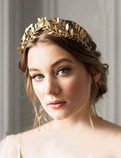 Bridal Leaf Crown Headband Bridal Tiara Leaf headpiece for Wedding Prom Gold