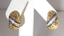 14K Gold Diamond & Sapphire Clip on Earrings