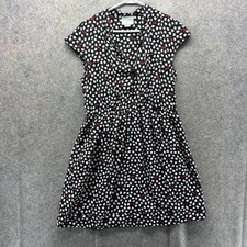 Maeve Dress Womens S Black White Red Print Short Sleeve Fit Flare Knee Length