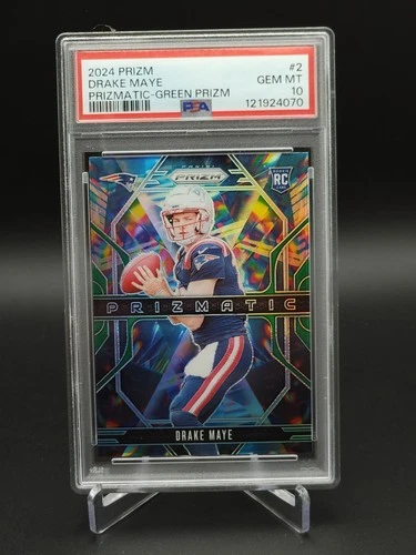 Drake Maye 2024 Prizm Prizmatic Green Prizm #2 New England Patriots PSA 10