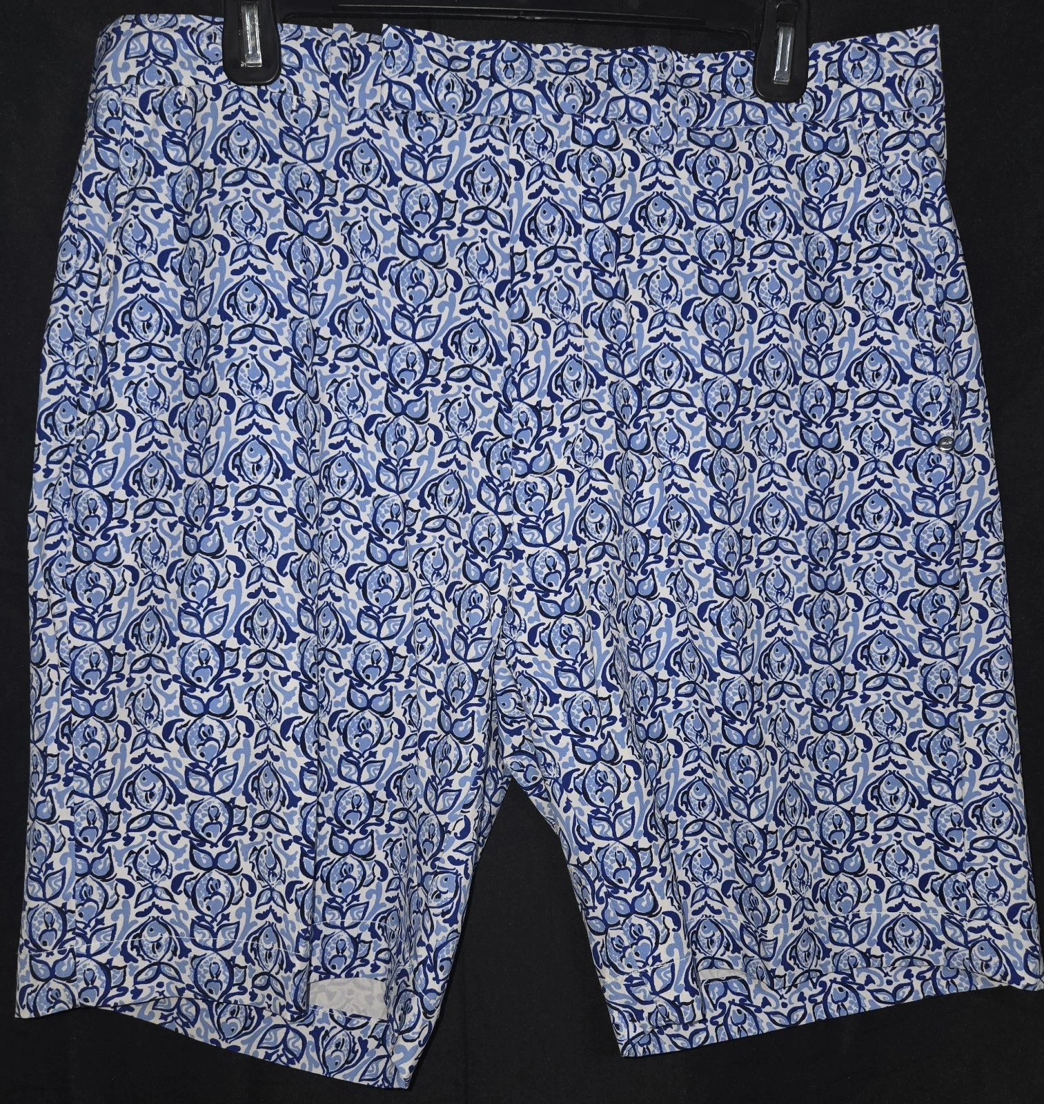 RLX Ralph Lauren 34 Performance Golf Fish Print Blue Shorts