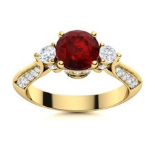 925 Sterling Silver Round Root Chakra Garnet Stone Unique Solitaire Ring