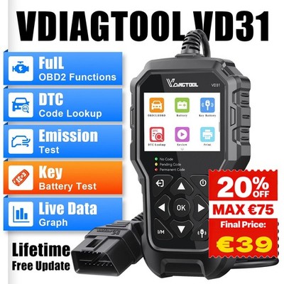 NEU VDIAGTOOL VD31 Profi KFZ OBD2 Diagnosegerät Auslesegerät Scanner Code Reader