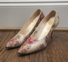 Andrew Geller Vintage Ladies Floral High Heel Shoes sz. 9AAAA "Melody"