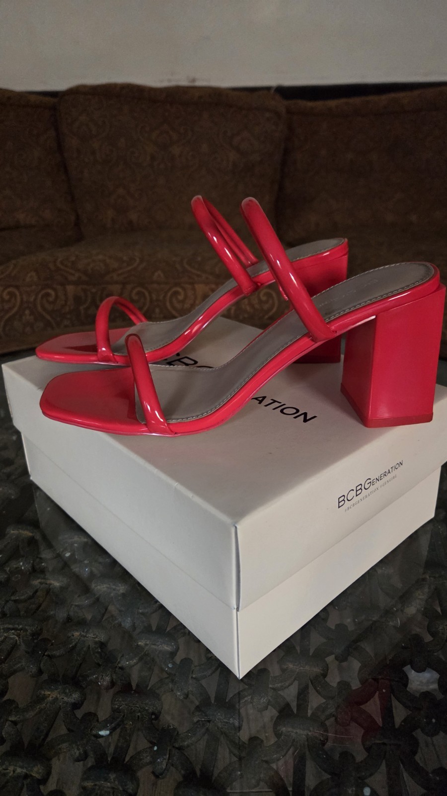 BCBGeneration Sandal Square Open Toe Low Block Ch… - image 1