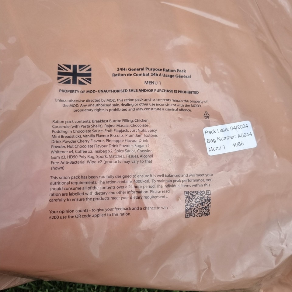 NEW MENU British Army 24 Hour Ration Packs - Assorted Menus - Camping ...